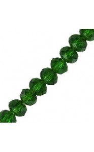 Faceted glass rondelle beads 4x3mm Fairway green pearl shine coating